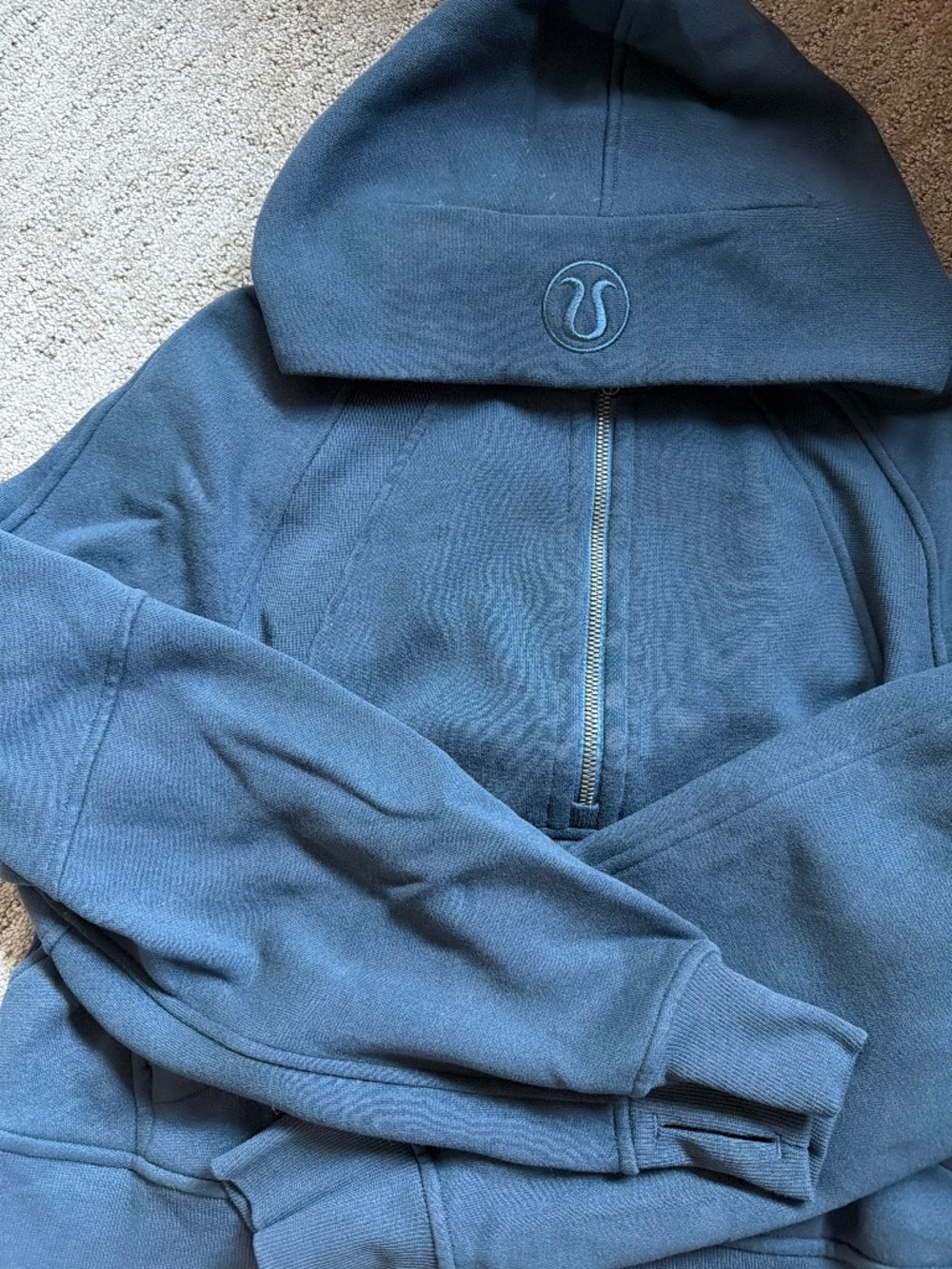 lululemon iron blue scuba half zip hoodie
